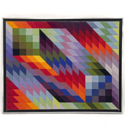 Image for Lot Vasarely Style Op Art Needlepoint