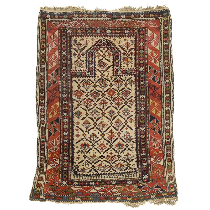 Antique Caucasian Shirvan Marasali Prayer Rug