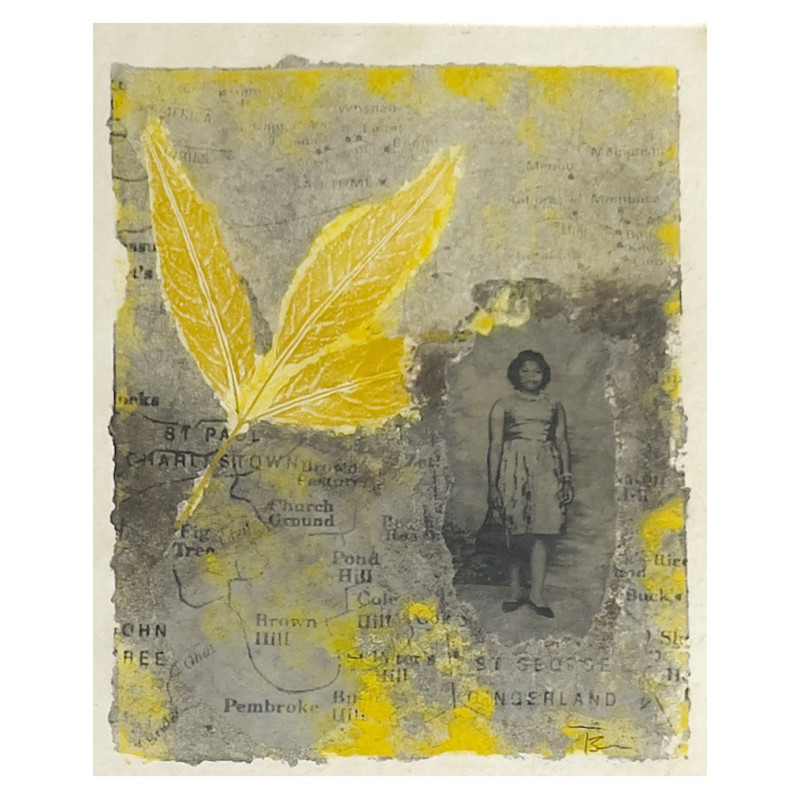 Terry Boddie - Untitled (Woman, Map, and Yellow Leaf)