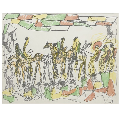 Image for Lot Purvis Young (attributed) - Parade of Horse and Angels