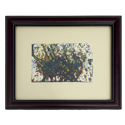 Unknown Artist - Abstract in Splatters of Yellow, Blue, and Green