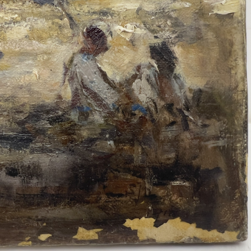 Unknown Artist - Untitled (Twin Funnel Ship Coming Into Port)