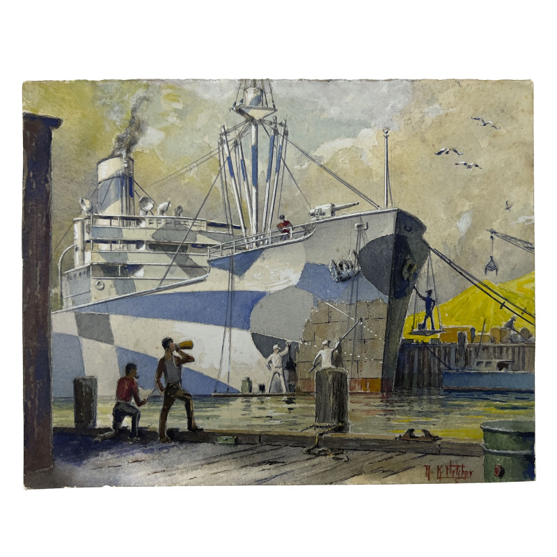 Richmond K. Fletcher - Untitled (Ship Being Dazzle Painted)