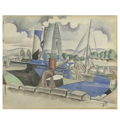 Image for Lot André Lhote - Untitled (Ship in Port)