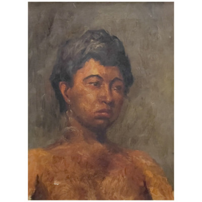 Image for Lot American School - Portrait of Woman with Drop Earring