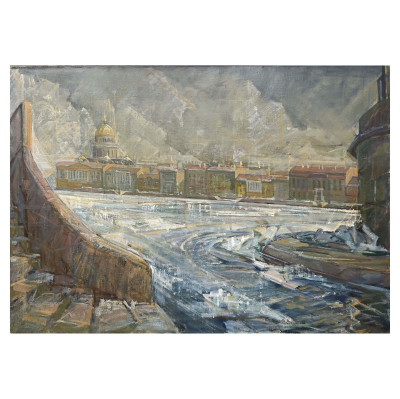 Image for Lot Ice Break on the Neva Painting signed S. Daniel