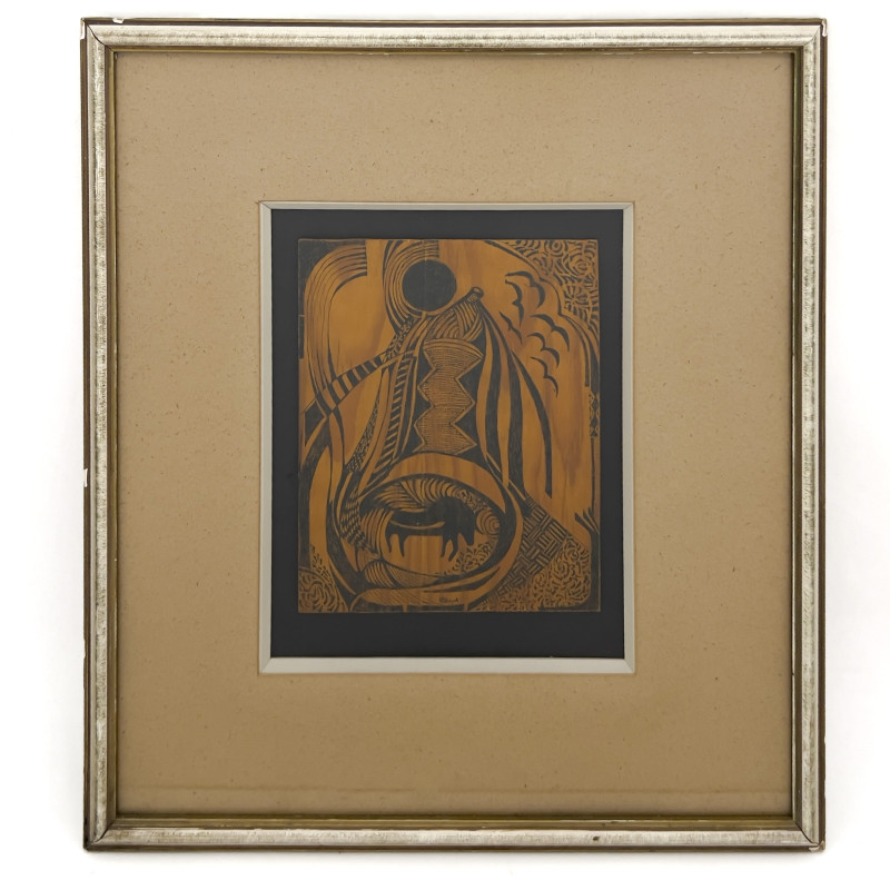 Lucky Sibiya (attributed) - Untitled (gourd and bison)