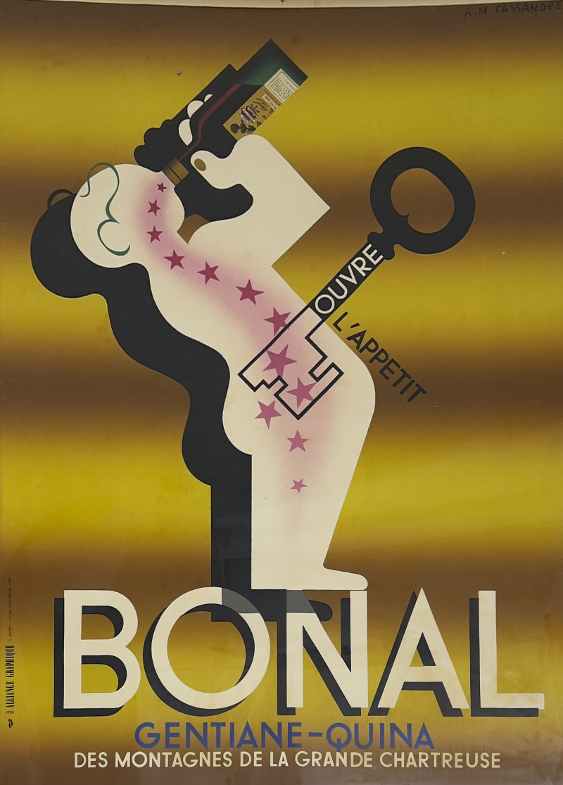 A.M. Cassandre (Adolphe Jean-Marie Mouron) - Bonal, Gentiane-Quina (Yellow Version)
