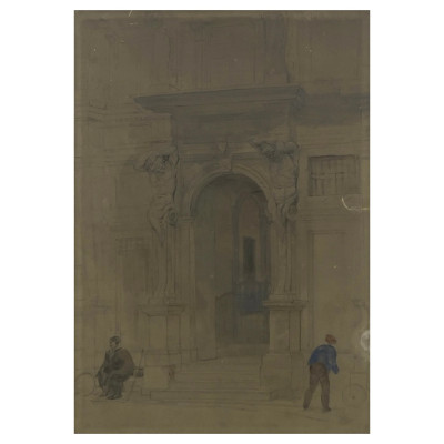 Image for Lot William Parrott - Entrance to the Palazzo Durazzo, Genoa