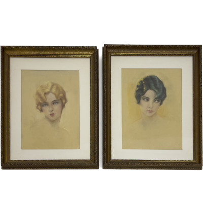 Image for Lot Hal Phyfe - A Pair of Art Deco Portraits of Young Women