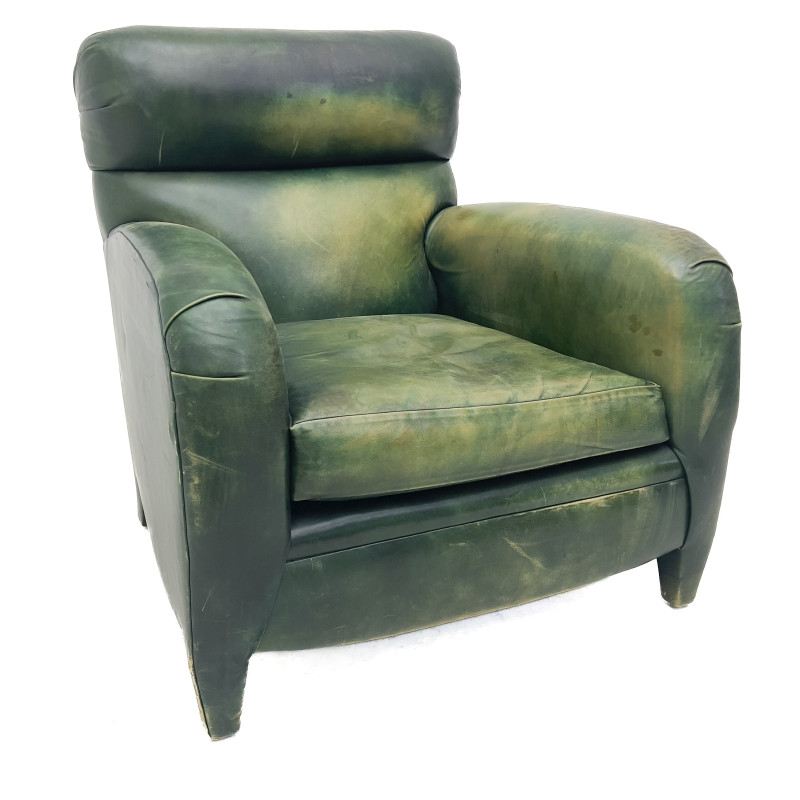 A Mid-Century Modern Green Leather Club Chair
