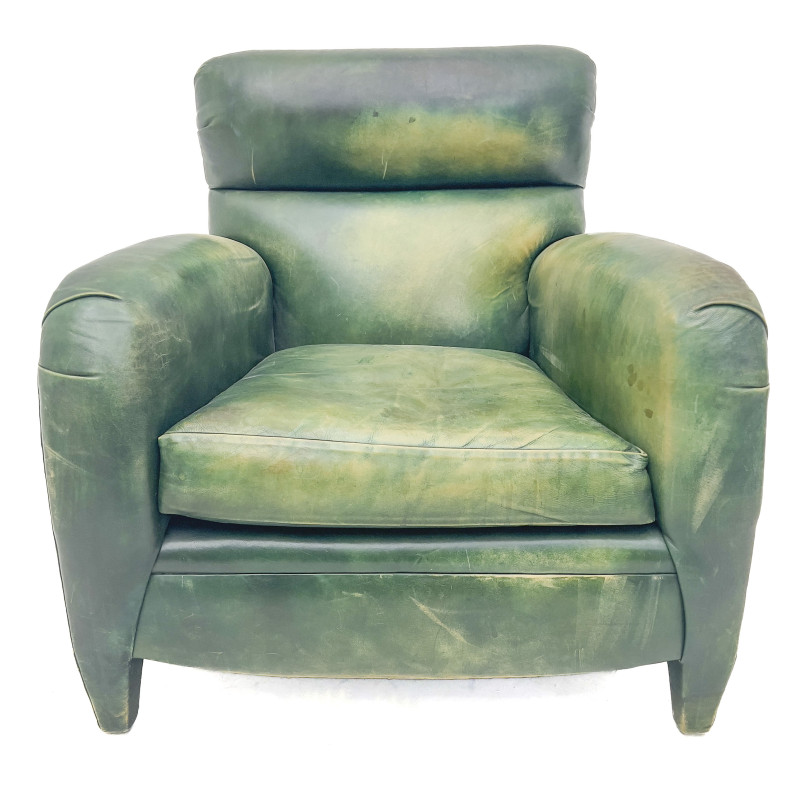 A Mid-Century Modern Green Leather Club Chair