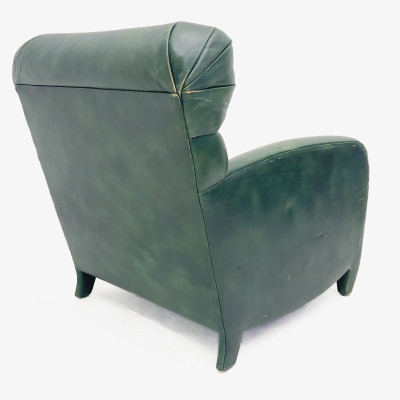 A Mid-Century Modern Green Leather Club Chair