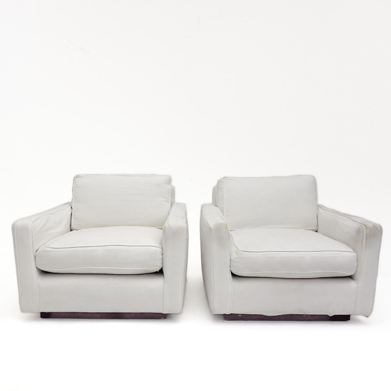 A Pair of Contemporary Cube Lounge Chairs