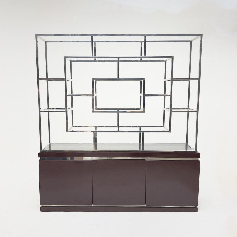 Modern Lacquer and Chrome Wall Unit