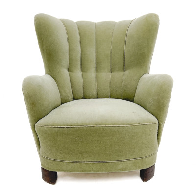 Danish Modern Wingback Armchair in the Style of Mogens Lassen