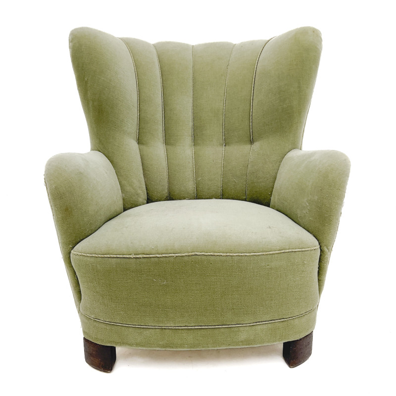 Danish Modern Wingback Armchair in the Style of Mogens Lassen