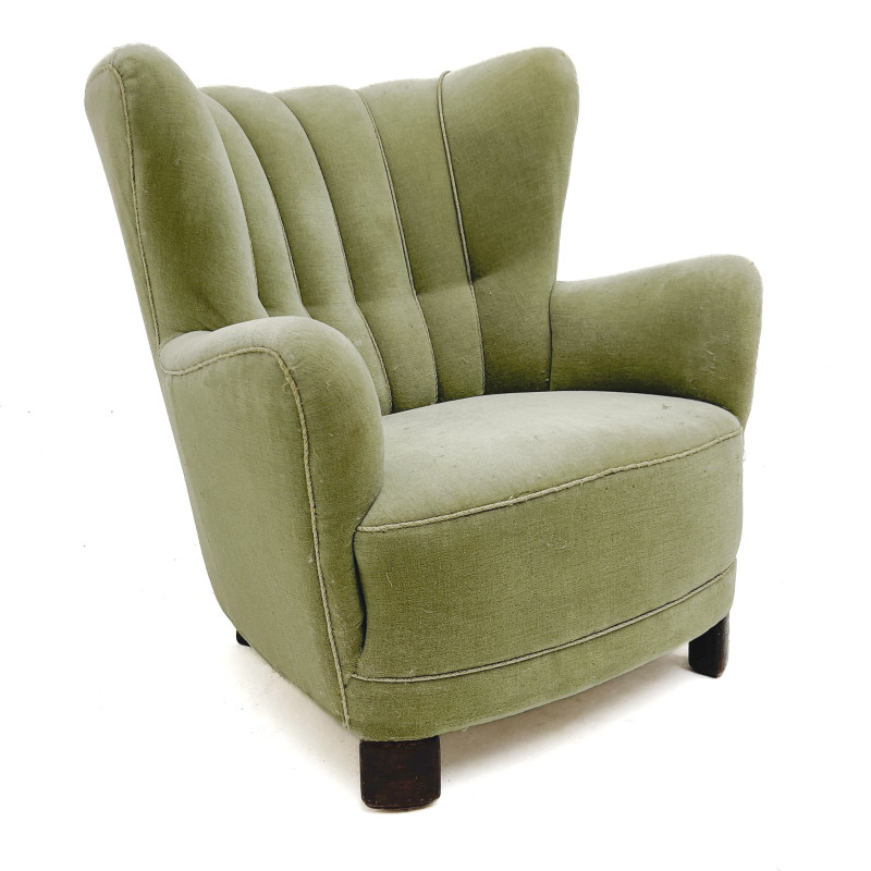 Danish Modern Wingback Armchair in the Style of Mogens Lassen