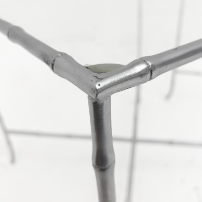 Faux Bamboo Silvered Metal End Tables