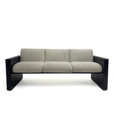 Image for Lot A Contemporary Bouclé Upholstered and Blue Lacquered Sofa