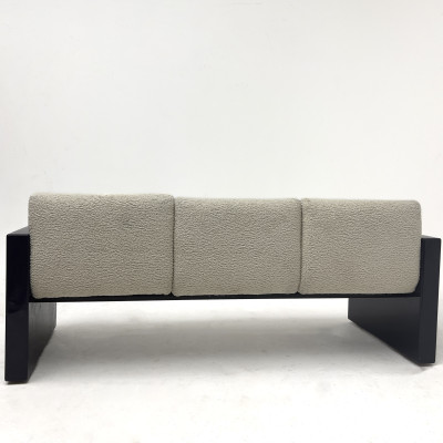 A Contemporary Bouclé Upholstered and Blue Lacquered Sofa