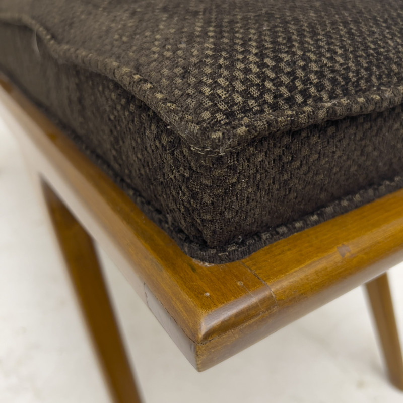 A Pair of Italian Mid-Century Modern Teak and Upholstered Benches