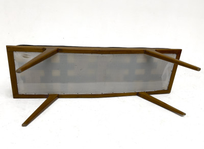 A Pair of Italian Mid-Century Modern Teak and Upholstered Benches