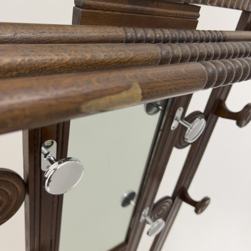 An Italian Art Deco Style Walnut and Beechwood Hall Rack
