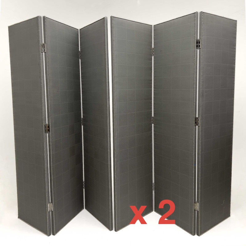 A Pair of Modern Six-Panel Upholstered Folding Screens