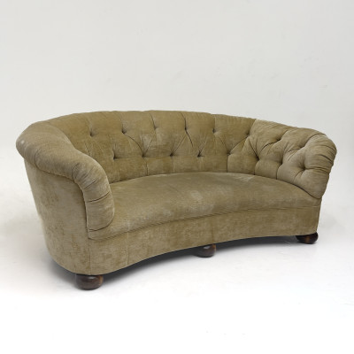 An Art Deco Style Tufted Chenille Gondola Sofa