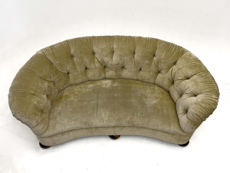 An Art Deco Style Tufted Chenille Gondola Sofa