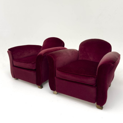 Image for Lot A Pair of French Art Deco Club Chairs