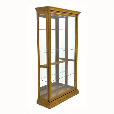 Image for Lot Front Slide Oak Glass Curio Display Cabinet