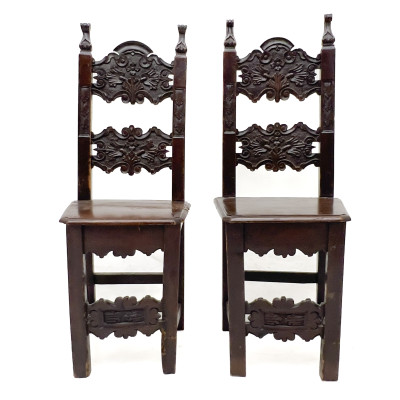 Image for Lot 2 Spanish Baroque Style Chairs with Cheetah Print Cushions