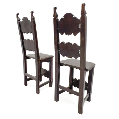 2 Spanish Baroque Style Chairs with Cheetah Print Cushions