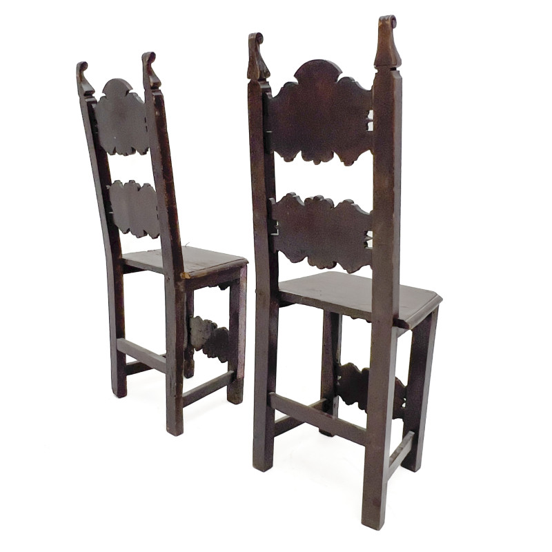 2 Spanish Baroque Style Chairs with Cheetah Print Cushions