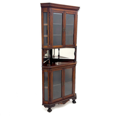 Image for Lot Victorian Carved Corner Cabinet