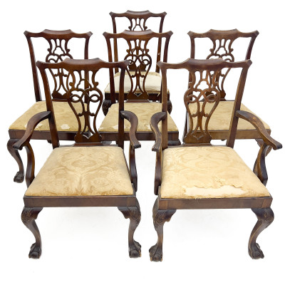 Image for Lot 6 Chippendale Style Dining Chairs