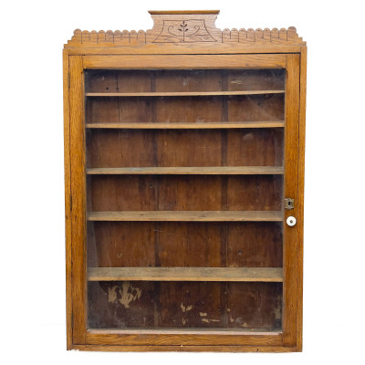 Image for Lot Antique Edwardian Oak Wall-Mounted Vitrine