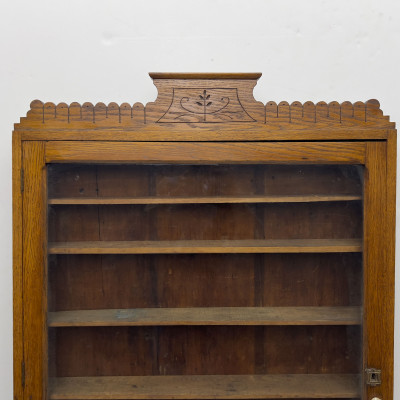 Antique Edwardian Oak Wall-Mounted Vitrine