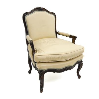 Image for Lot A Louis XV Style Carved Wood Upholstered Bergère