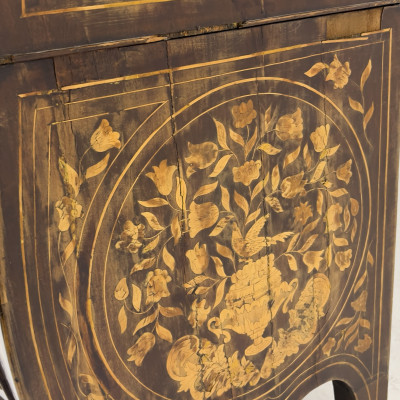 Dutch Rococo Style Marquetry Cylinder Desk