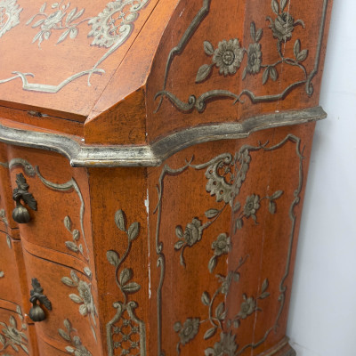 A Venetian Rococo Style Painted and Parcel-Gilded Secretaire Bookcase