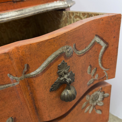 A Venetian Rococo Style Painted and Parcel-Gilded Secretaire Bookcase