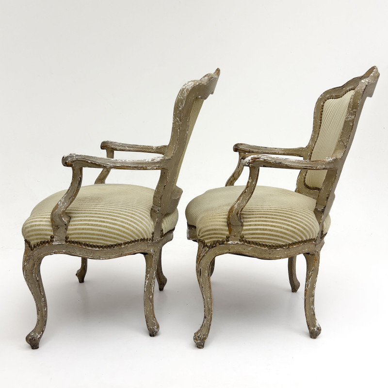 A Pair of French Louis XV Style Giltwood Fauteuils