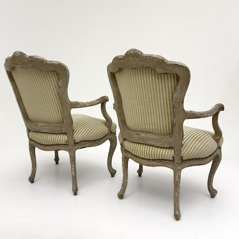 A Pair of French Louis XV Style Giltwood Fauteuils