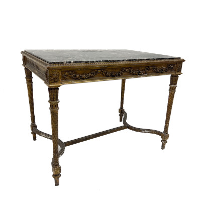 Image for Lot A Louis XVI Style Giltwood and Marble-Top Console Table