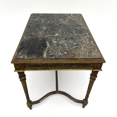 A Louis XVI Style Giltwood and Marble-Top Console Table