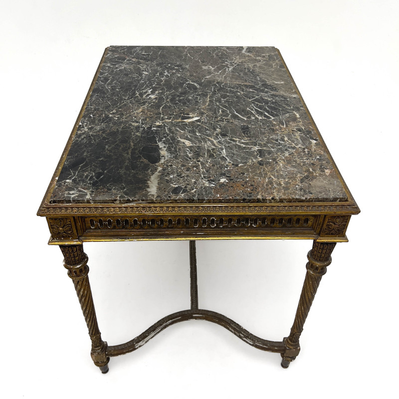 A Louis XVI Style Giltwood and Marble-Top Console Table