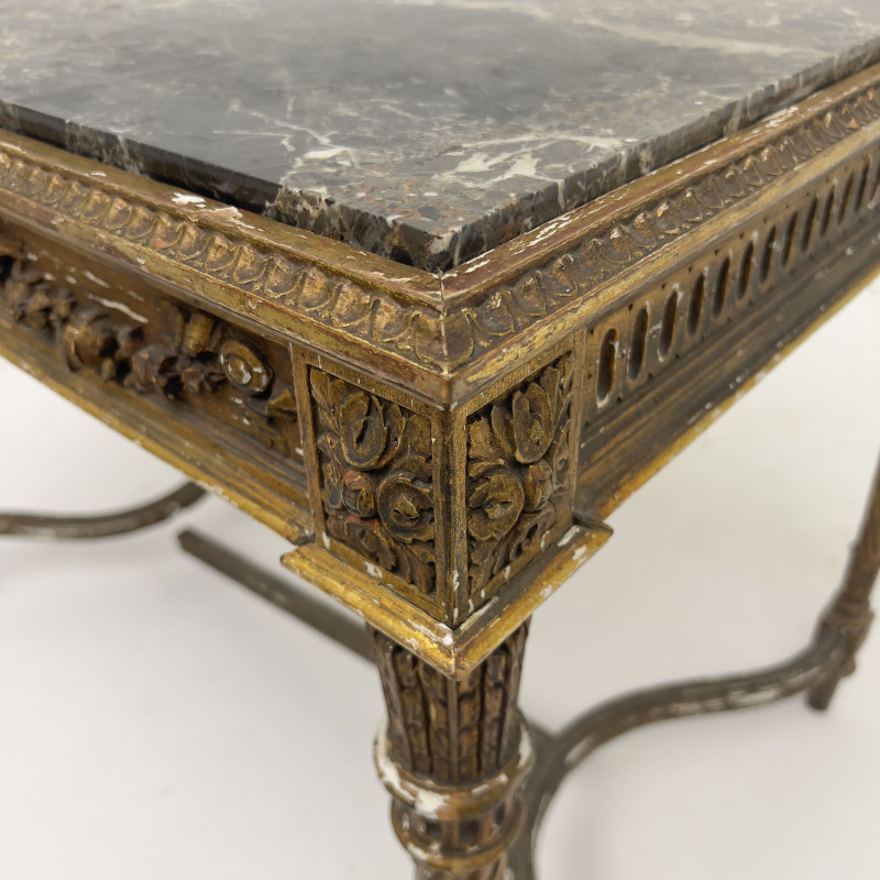 A Louis XVI Style Giltwood and Marble-Top Console Table